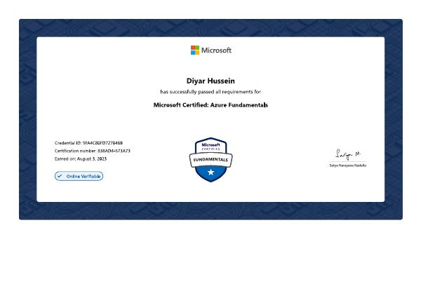 Azure Fundamentals (AZ-900) certificate preview