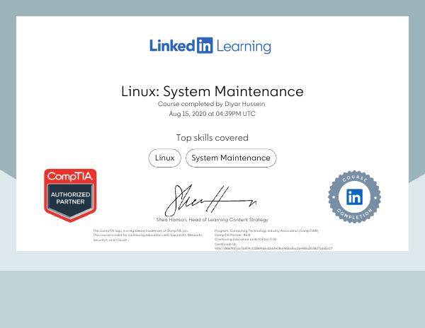 Linux: System Maintenance certificate preview