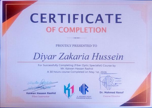 Fiber Optic Cable Specialist certificate preview