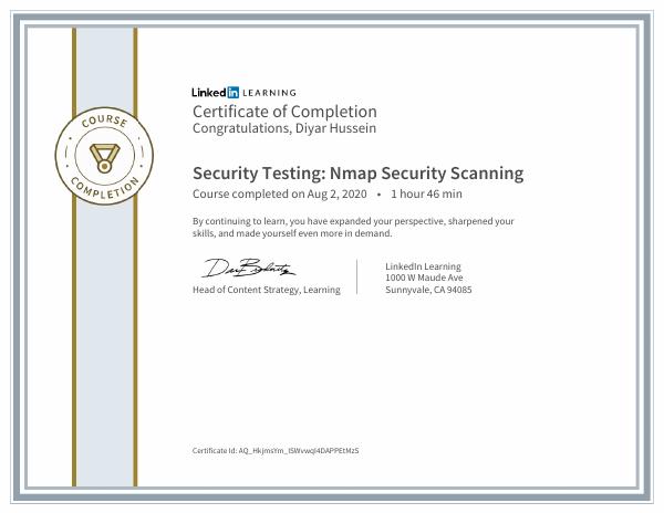 Security Testing: Nmap Security Scanning certificate preview