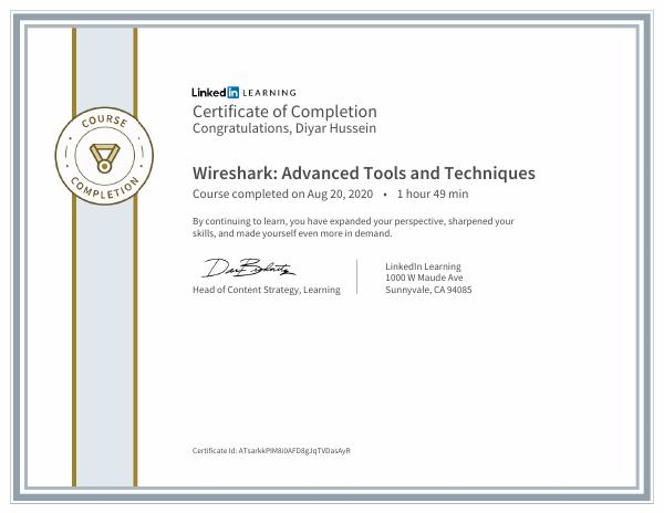 Wireshark: Advanced Tools and Techniques certificate preview