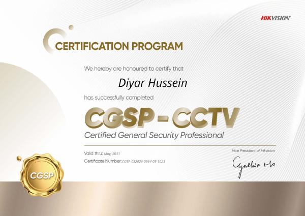 Hikvision - Certified General Security Professional certificate preview